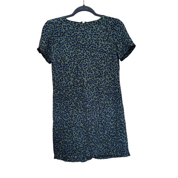 Olivaceous Blue & Green Leopard Print Mini Dress - Size Medium - Picture 2 of 6